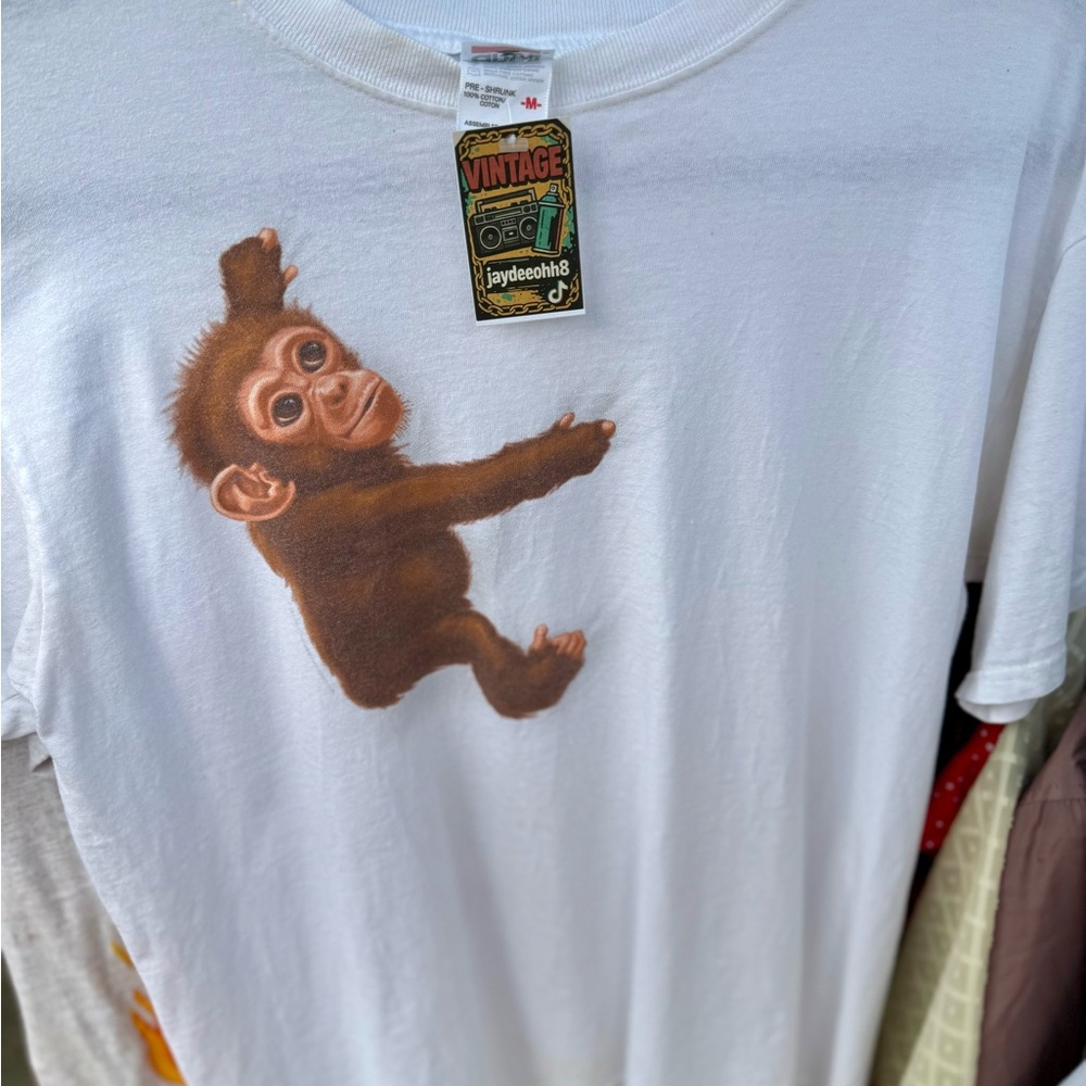 White Monkey Graphic Kids Tee